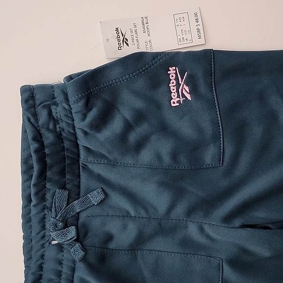 Reebok Youth Girls 2 Pc Set Matching Hoodie Sweatpants Hoops  Blue Teal Sz 4-5YA - Picture 7 of 10